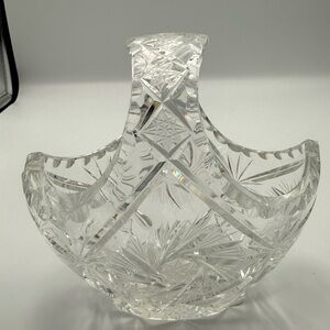Vintage Hand-cut Lead Crystal Cut Glass Basket